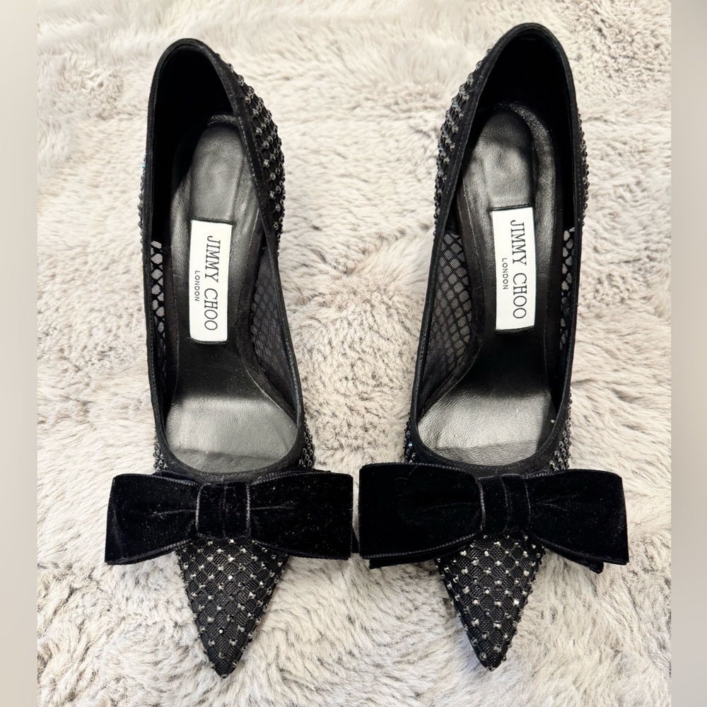 Jimmy Choo Love crystal mesh with velvet bow